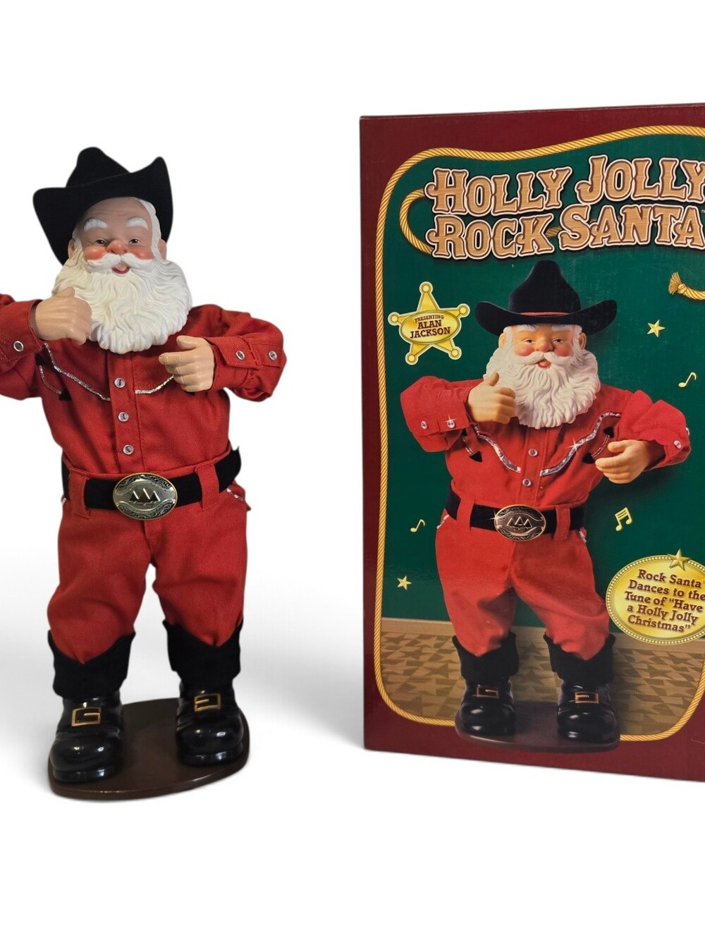 1999 Holly Jolly Rock Santa Alan Jackson Singing Dancing Christmas Cowboy WORKS